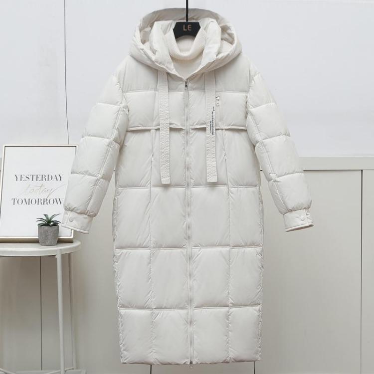 

Long Plus Size Winter Parkas Hooded Women Fashion Thick Coat Warm Overcoat Loose M бежевый
