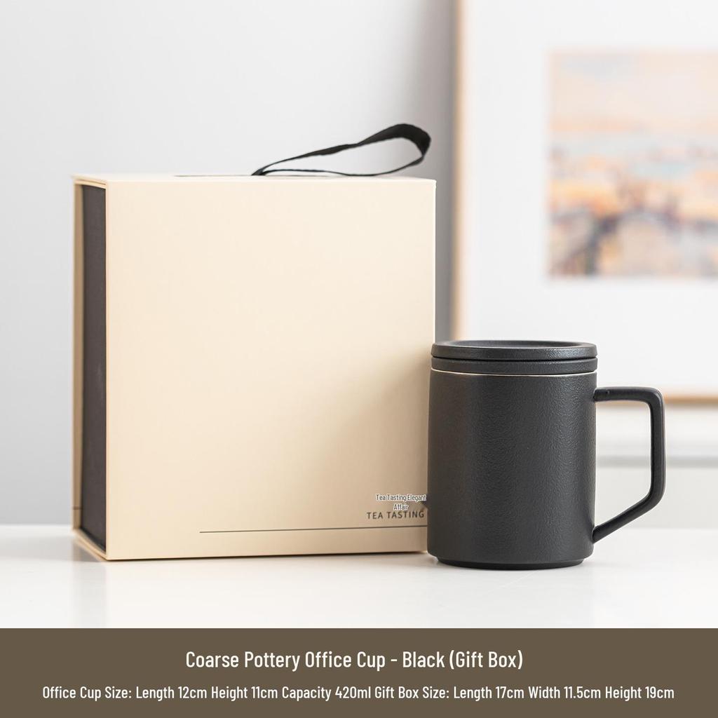 Ceramic Tea and Water Separation Mug with Lid and Filter - Office Event Souvenir