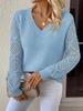 Sweater for Women Winter V Neck Hollow Pullover Warm Knitted Stretchy Long Sleeve Oversize Jumper Sweater Tops