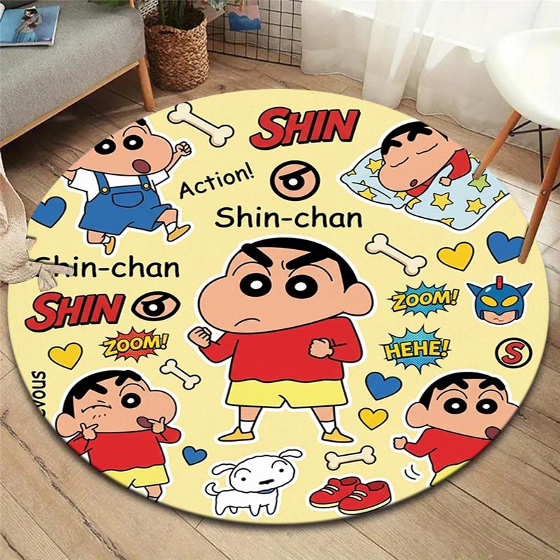 Crayon Shinchan Round Area Rug Carpet Rug For Living Room Bedroom Sofa Playroom Decor Nonslip Floor Mat