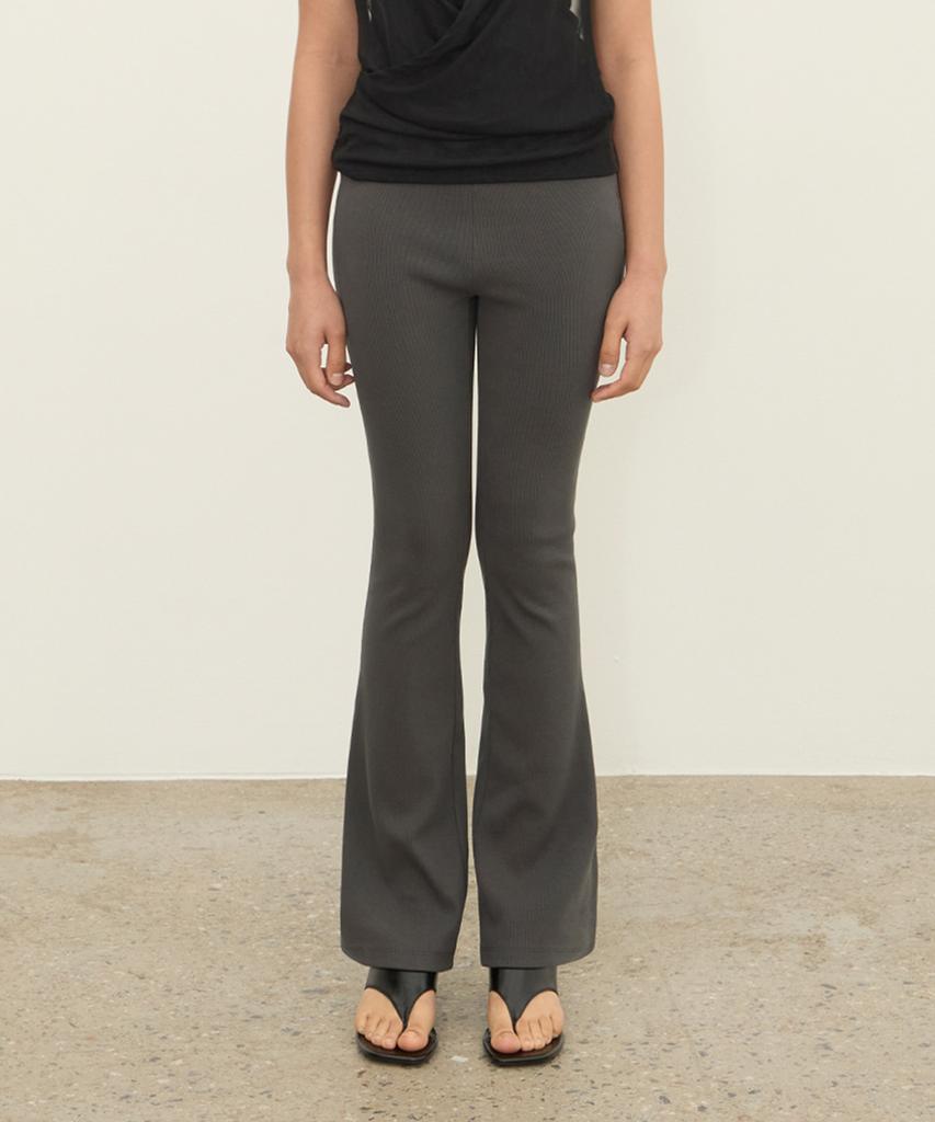 Kamolum Ribbed Bootcut Pants (Charcoal)