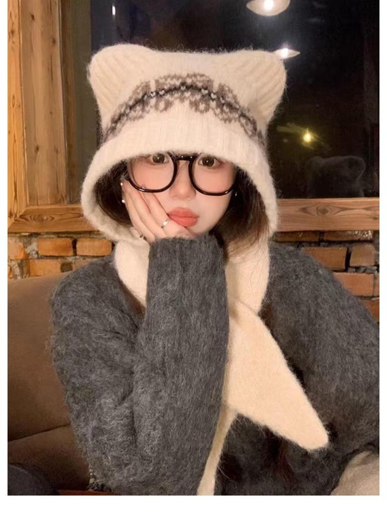 Damen Niedliche Kleine Bär Strickmütze: Warm, Winddicht, Ohrenschutz, Kältebeständig, Plüsch für Herbst und Winter