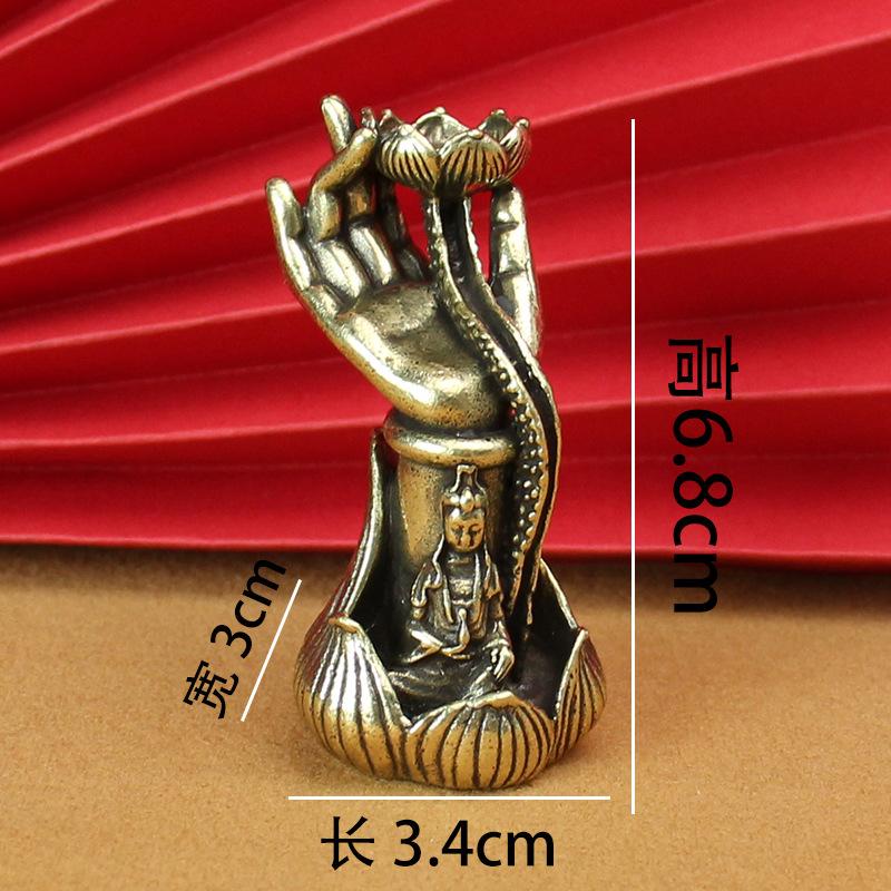 Antique Play Brass Lotus Leaf Lotus Backflow Incense Ornament Desktop Bergamot Lotus Flower Guanyin Bergamot Incense Burner Holder Incense Holder