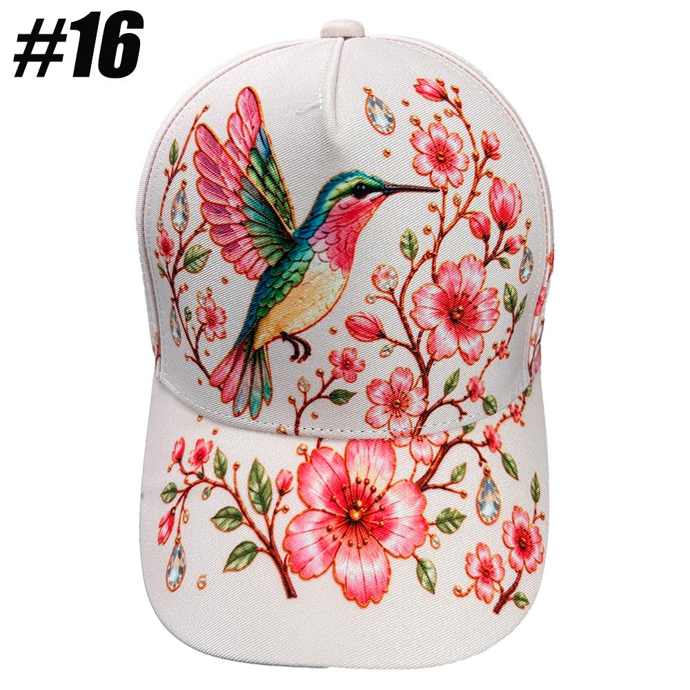 1PCS  Garden Morning Baseball Cap, Adjustable Hat, Hummingbird Flowers Theme Hat Lightweight and Breathable