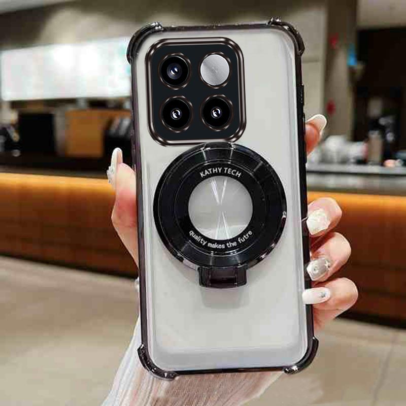 Magnetic Stand Holder Phone Case For Motorola G87 G 87 Cases Plating Clear Soft Silicone Shockproof Back Cover For MOTO G77 G67