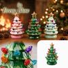 Ceramic Christmas Tree Figurine, Holiday Tabletop Decoration for Home Mantel Shelf
