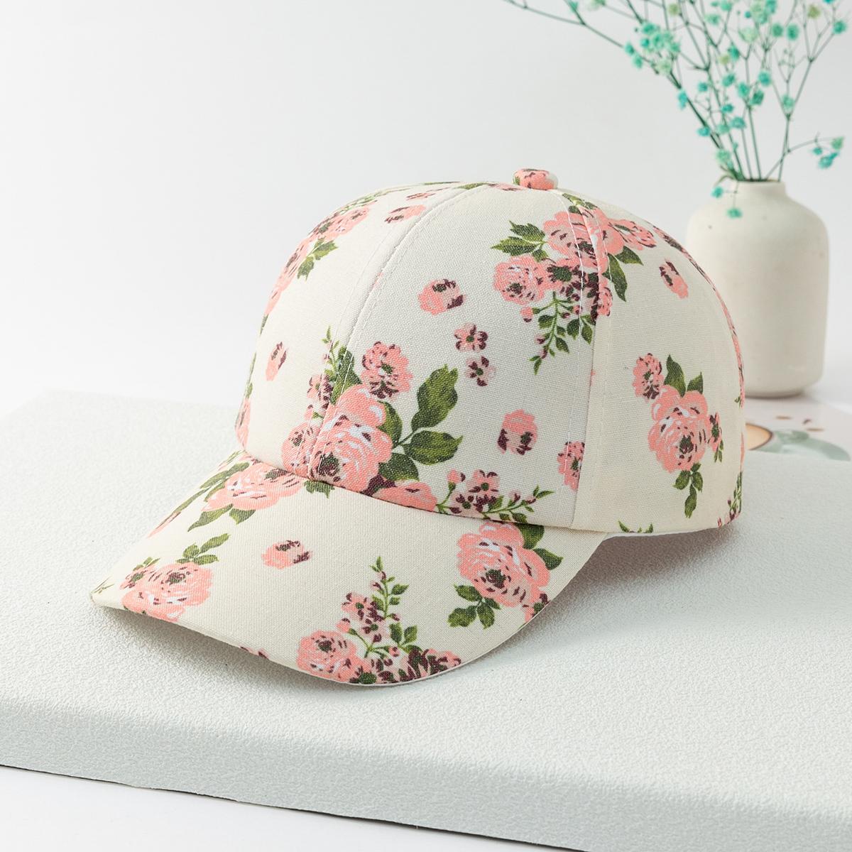 

Summer fashion casual printed cap art retro travel photo wide eaves shading face small baseball cap One Size
