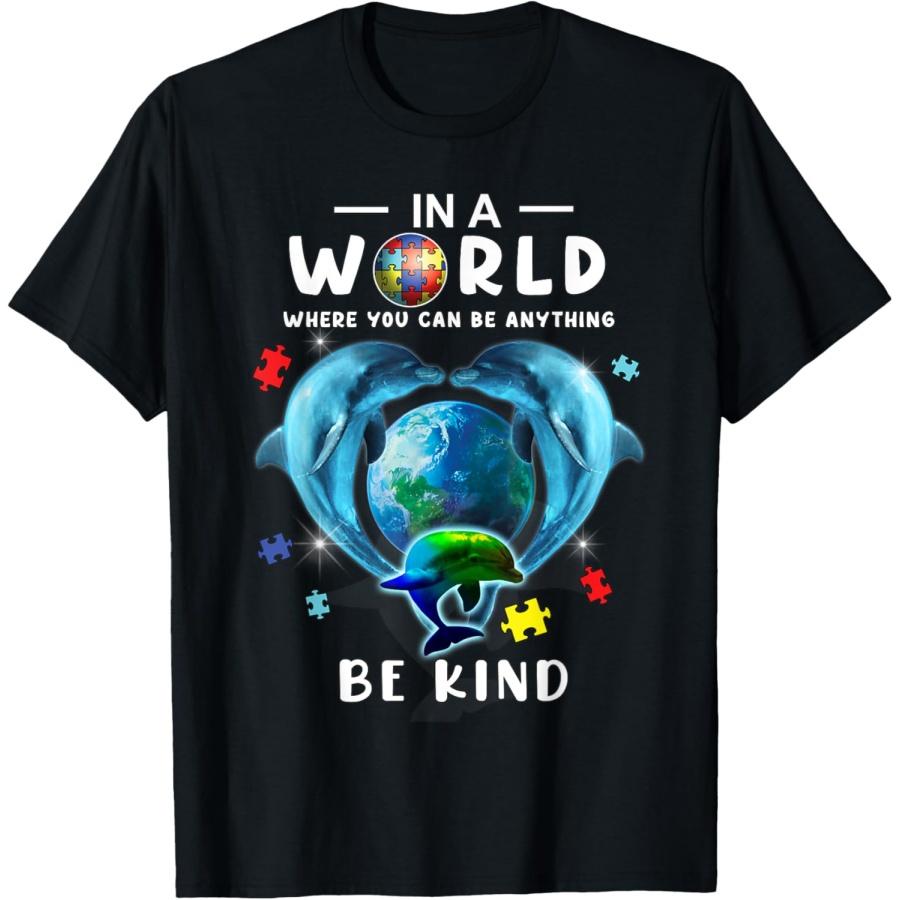 

Be Kind Dolphin Autism Awareness Back To School Teacher Gift Men Women Kids T-Shirt XXXXXL чорний