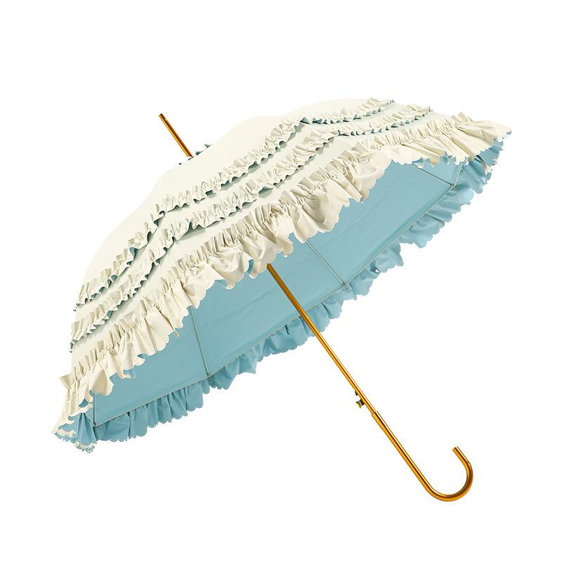 Full blackout loilta color glue sunscreen umbrella princess umbrella skirt lace lace full blackout Lolita long handle umbrella woman