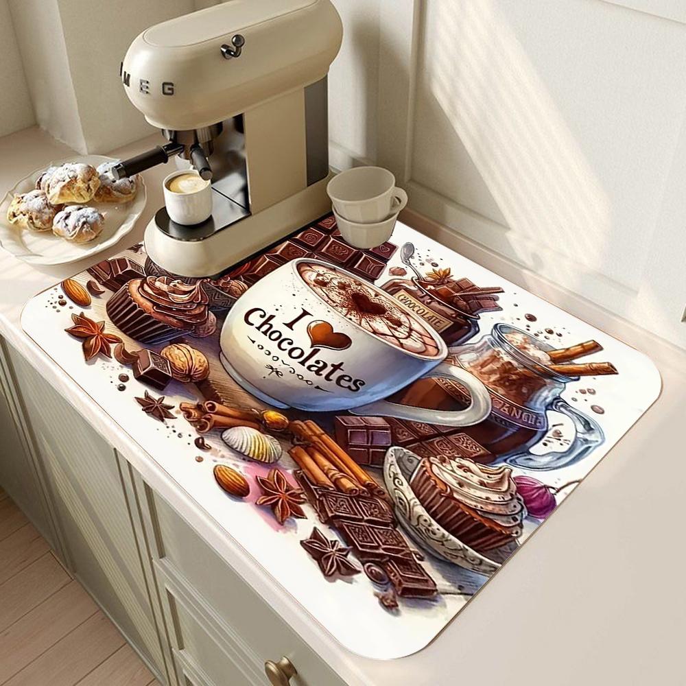 Coffee Cup Drying Mat Non-slip Absorbent Mat Diatoms Tableware Kitchen Counter Drain Mat Coffee Bar Drain Mat