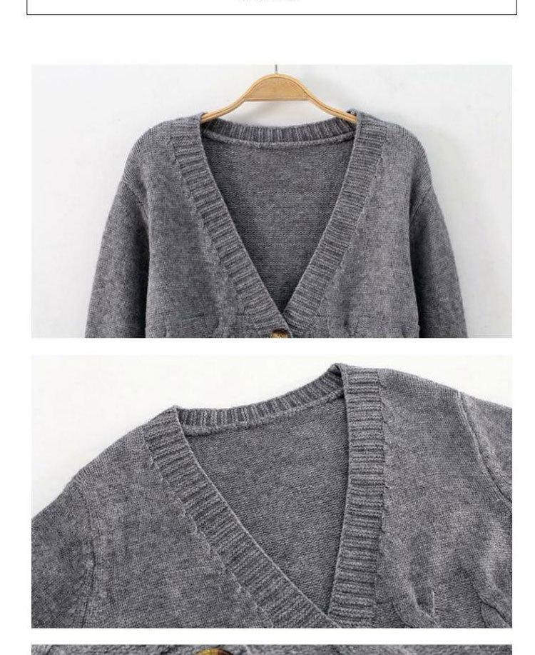 Women's Early Autumn Slimming Cable Knit Cardigan - Short, Single-Breasted, High-Waisted Sweater