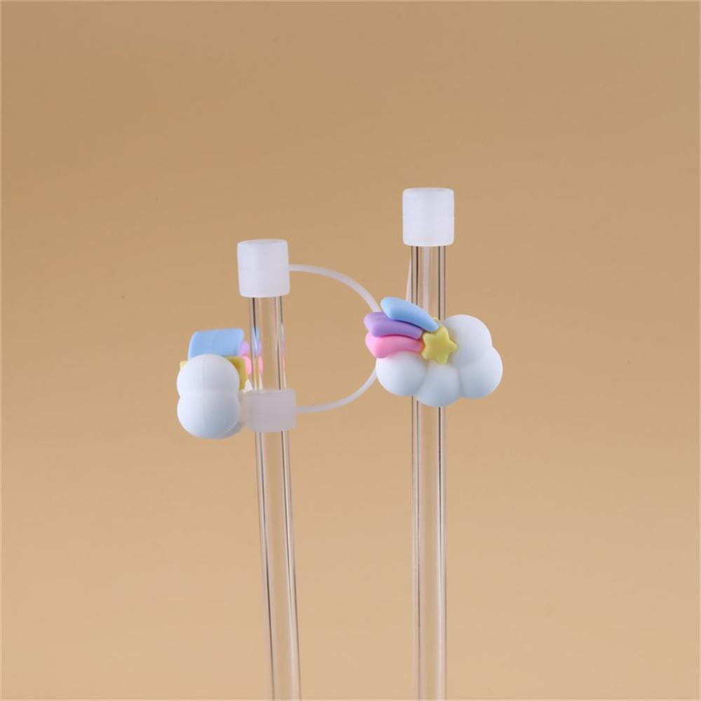 1/3/5PCS Glass Straw Stainless Steel Straw Silicone In Summer High Temperature Resistance Silicone Cup Lid Cover Dust Plug