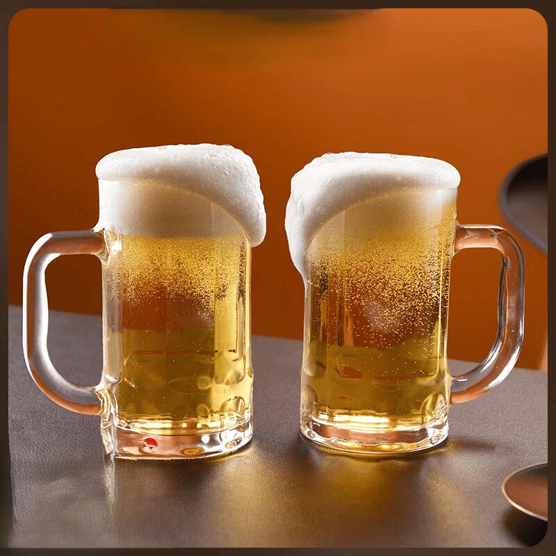 Zhishi Glass Beer Mugs, 410ml (Set of 2)