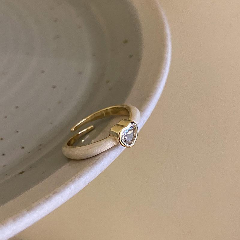 

Chic Ins 2023 Style Double Layer Drip Glazed Heart Zircon Ring For Women J2906