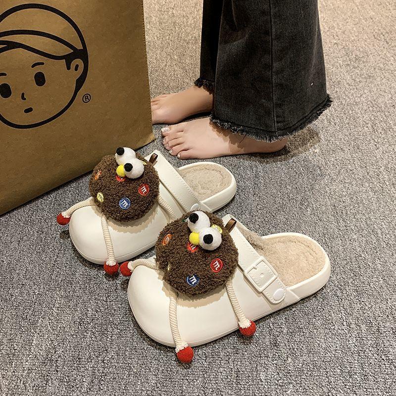 Milk Cute Big Eyes Cookie Doll Bag Head Drag 2025 Autumn and Winter Girl Heart Home Soft Bottom Cotton Slippers Women's Winter Wear