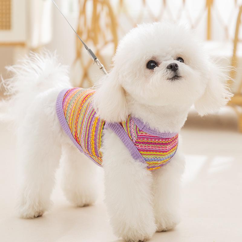 Multi-color Woven Hollow Dog Vest Teddy Bear Spring Summer Breathable Suspenders Medium and Large Dog Pet Dog Clothes