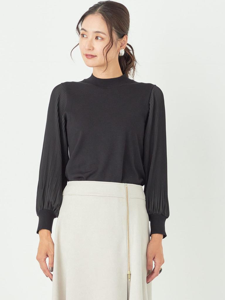 Ships Colors Women's Pleated Sleeve Combination Knit, Hand Washable, 226050007, Black, One Size