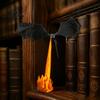Dragon Sculpture Bookshelf Nook Light, 3D Printed Fire-Breathing Fantasy Flying Dragon, Shelf Accent Lamp Edge Decoration with LED Flame Gothic