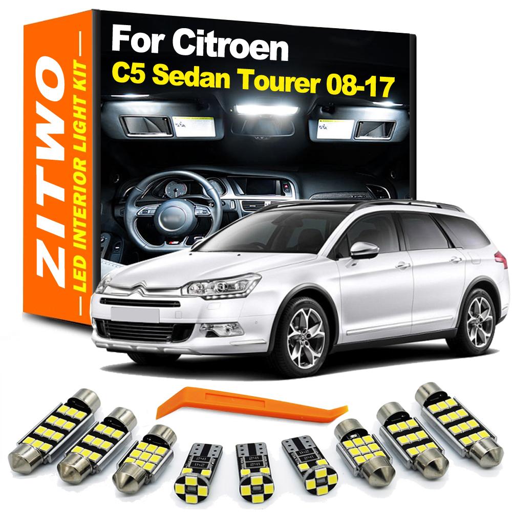 ZITWO 15Pcs LED Bulb Interior Dome Trunk Light Kit For Citroen C5 Sedan Tourer 2008 2009 2010 2011 2012 2013 2014 2015 2016 2017