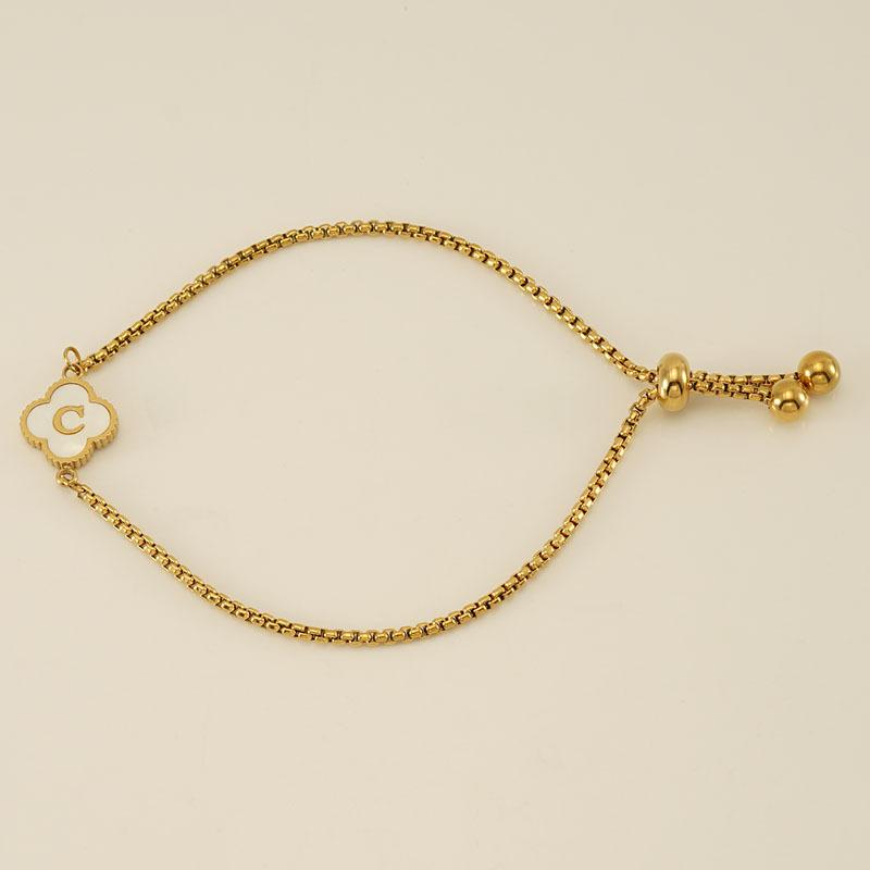 Stainless Steel Shell Clover Letter Bracelet Unique Design Fashionable Wrist Jewelry for Women