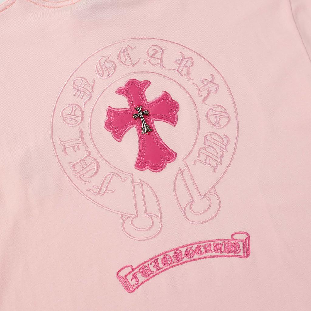 9988 CHROME HEARTS 2025 Summer New High Quality Cotton Round Neck Loose Large Size Men's and Women's T-shirt Couple T-shirt