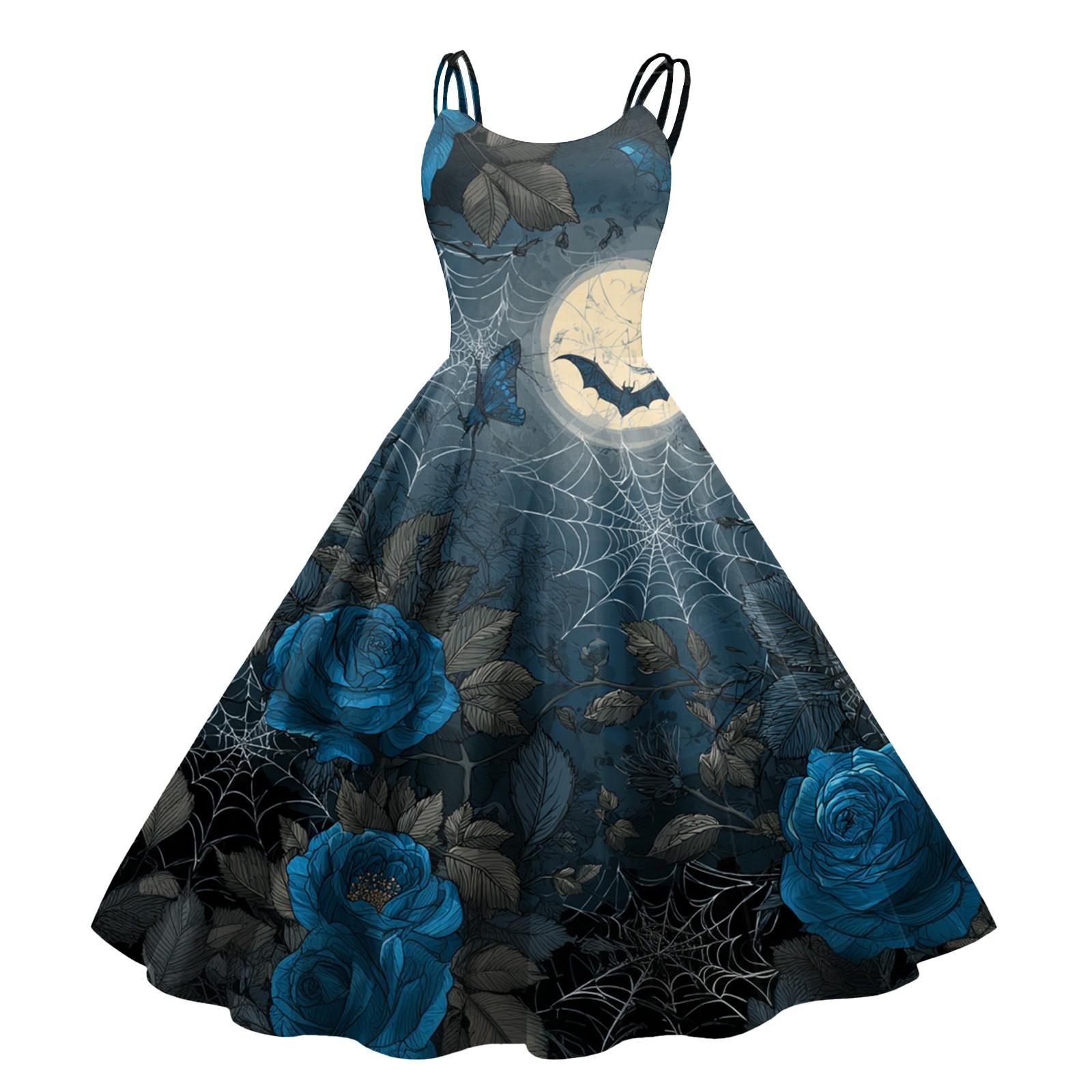 

Женское сексуальное платье с принтом на Хэллоуин, с открытыми плечами, в стиле панк, винтаж L