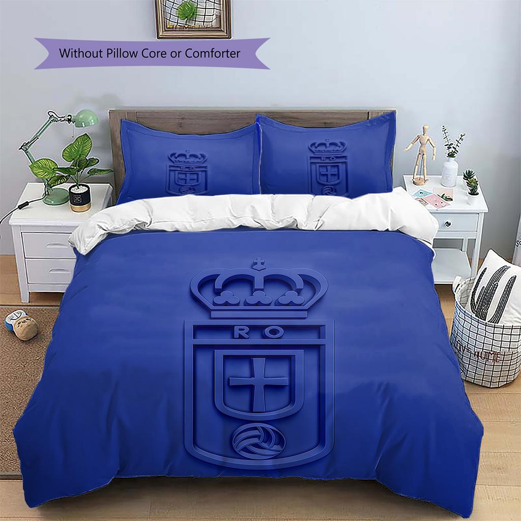 Real Oviedo Muster Bettwäsche Steppdecken-Set Heimdekoration Geschenk (1 Bettbezug + 2 Kissenbezüge (ohne Füllung))