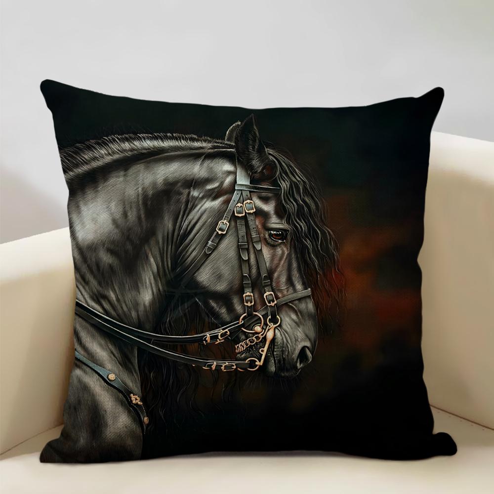 Farm Animals Horse Cushion Cover  45x45cm Linen Pillow Case Luxury Home Sofa Decoration Pillowcase Double-sided Printing