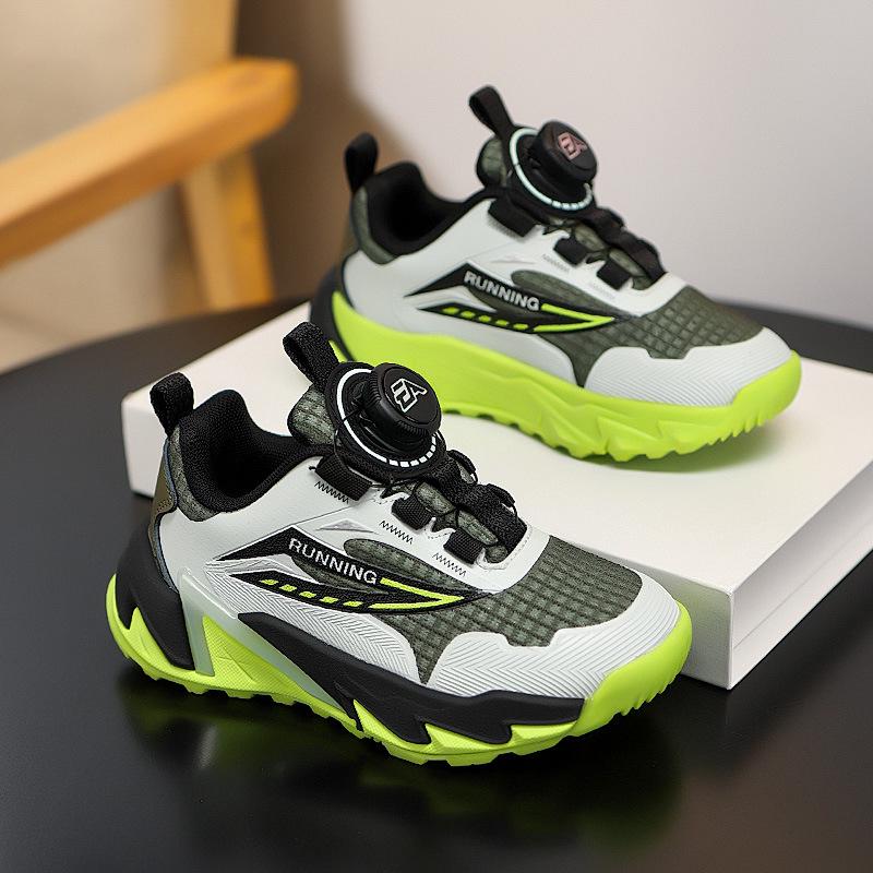 

Детские сетчатые повседневные кроссовки с вращающейся пряжкой для мальчиков и девочек - Весна/Осень 2025 Нескользящий дизайн 35