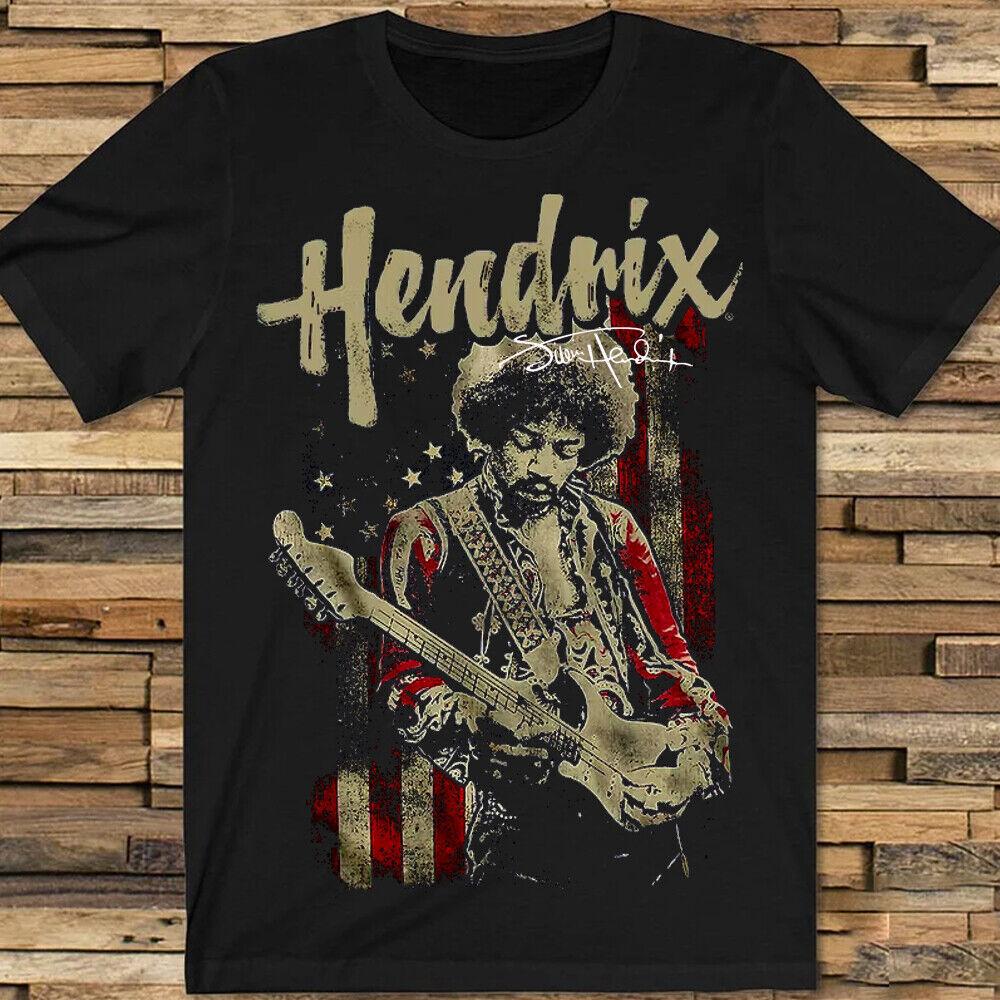 Hot Jimi Hendrix Guitar USA Flag TShirt Black All Size TShirt 1C230 Unisex T-Shirt XXXL