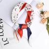 Silk Black & White Striped Square Scarf: Korean Retro Print Neckerchief, Spring/Summer Thin Decorative Headscarf.