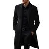 Men's Mid-Length Woolen Coat, Lightweight Color Winter Overcoat Jacket for Fall and Winter