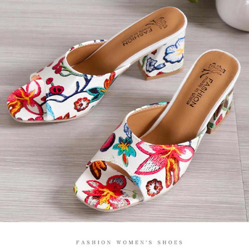 2024 New Women Slippers Shoes for Women Open Toe Slippers Summer Outdoor Sandals Casual Heels Plus Size Slippers Slides Women