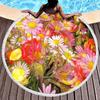 Botanical Daisy Floral Round Beach Towel,Microfiber Garden Flower Circle Beach Blanket,Roundie Yoga Meditation Mat Picnic Rug