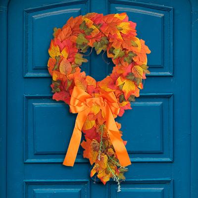 Harvest Festival Pendant Imitation Autumn Color Rattan Ring Wall Home Decoration Real Maple Leaf Wreath Door Hanging