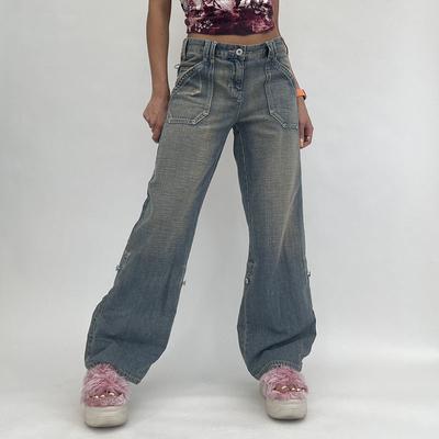 Baggy Denim Mom Jeans Women High Waist Vintage Oversized Cargo Pants Casual Streetwear Harajuku Straight Wide Leg Jeans Femme