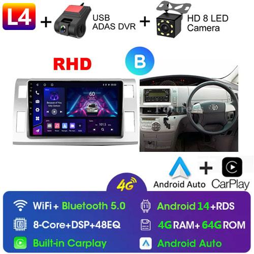 Android 14 Carplay WIFI+4G Car Radio For Toyota Previa 3 III XR50 Estima 2006-2019 Multimedia Player GPS 2din Head Unit Stereo