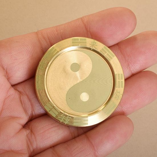 Coins Fidget Slider Funny Chinese Characters Taiji Solid Brass Round Bring Good Luck Portable Stress Relief Lucky Coins Spinner Toy Adults Gift