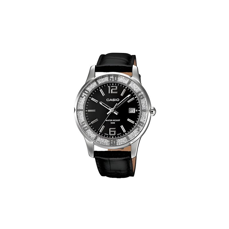 Casio 50 meters waterproof quartz movement leather strap Japanese and Korean watch 45.5mm women's watch black dial LTP-1359L-1A