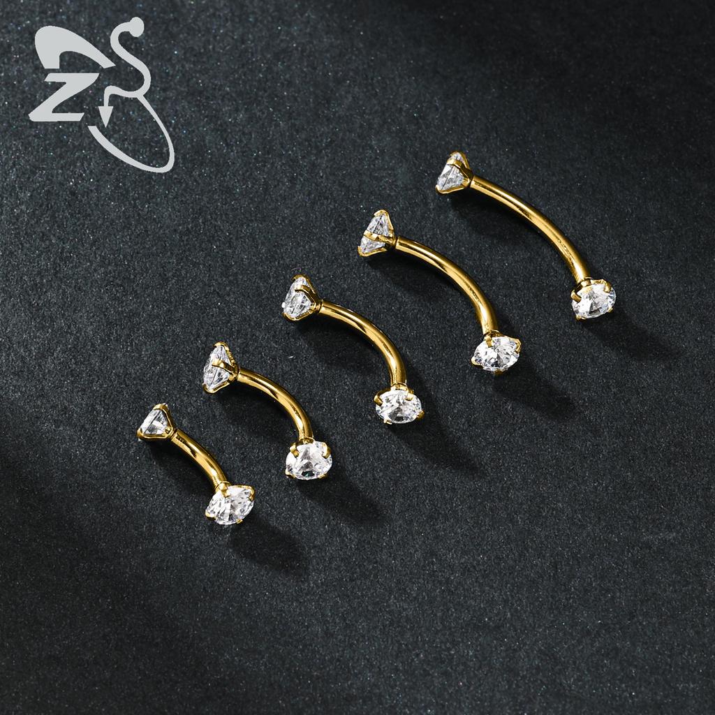 14G Stainless Steel Opal Curved Barbell Eyebrow Ring Cartilage Earring Crystal Labret Piercing Jewelry 6/8/10/12/14mm