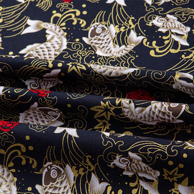 Japanese Style Bronzing Fabric Sakura Printed Cotton Fabric For DIY Hanfu Kimono Doll Bags Crafts Sewing Patchwork Material