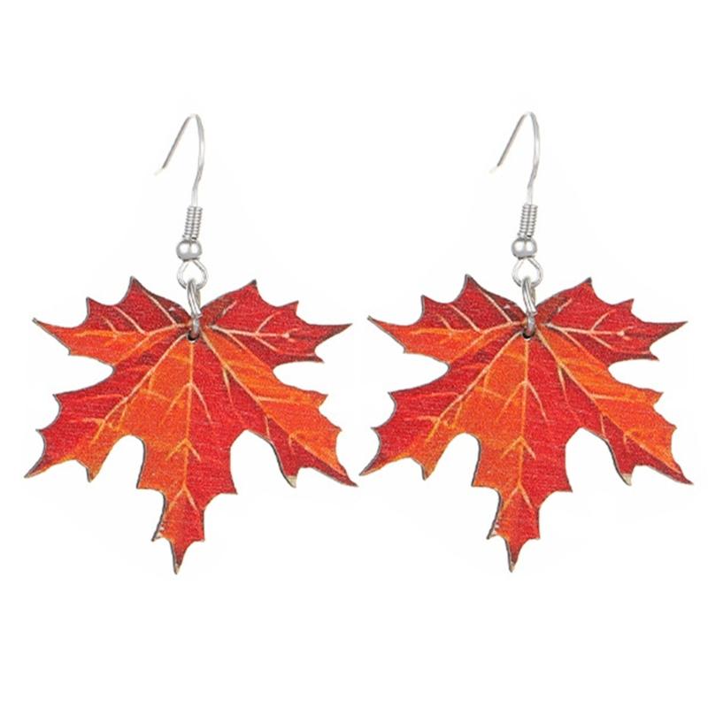 Autumn Maple Leaf Dangle Earrings Orange Earrings Novelty Plant Jewelry for Women and Girls Nature Series Present