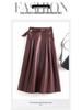 Women's Haining Lambskin A-Line Midi Skirt - High-Waisted, Slim Fit with Large Hem, Elegant Design