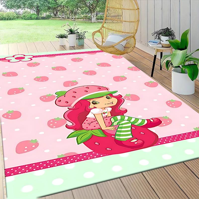 1Pc Strawberry Shortcake'S Sweet Adventure Carpet Rug Customizable Soft Washable Antislip Home Living Room Sofa Mats Personalized Rug 0917257