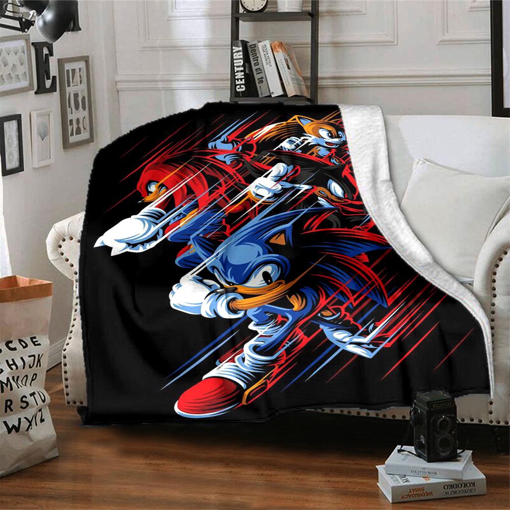 1Pc Sonic Adventure Team Sonic Blanket For Couch Bed Plush Cozy Fuzzy Blanket Super Soft Warm Blankets For Fall And Winter 0918237