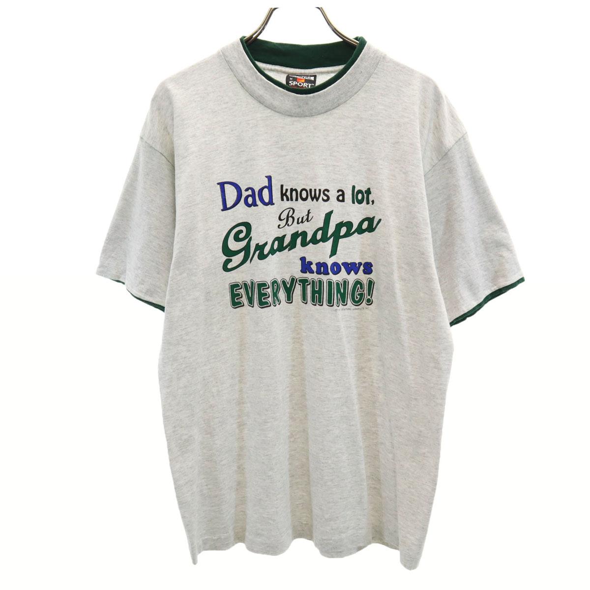 

SIGNAL SPORTS 90s Made in USA Old Short sleeve ringer T-shirt M gray Men s Used