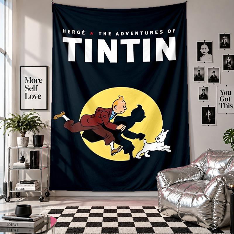 Wall TapestryTintin Art Hanging Cloth Decorative Background Cover for Room Decoration