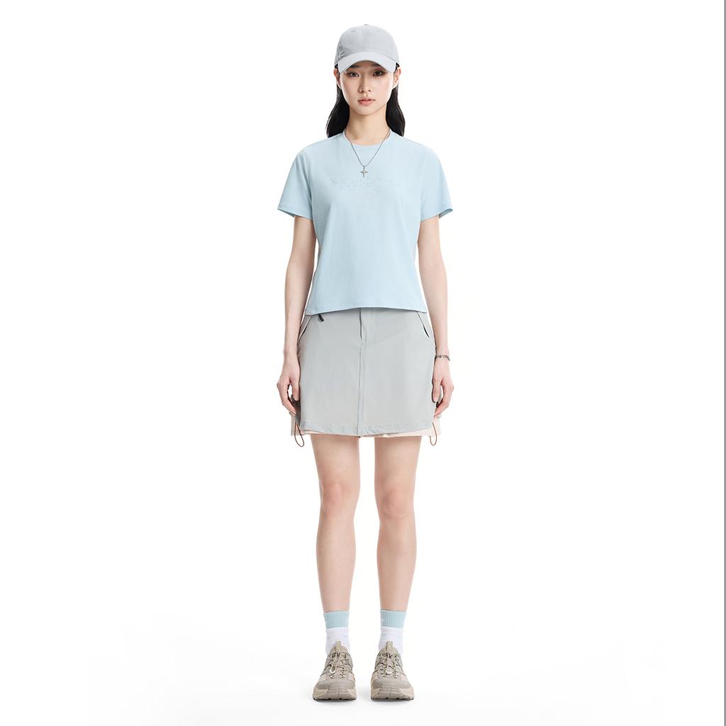 Li-Ning Outdoor CF Quick-Dry Cool Sun Protection Round Neck Short Sleeve T-Shirt Women tops Frost-Blue ATSW530-2
