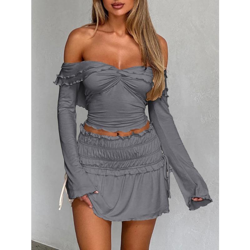 Autumn Women's Y2k One Shoulder Solid Long Sleeve Tops