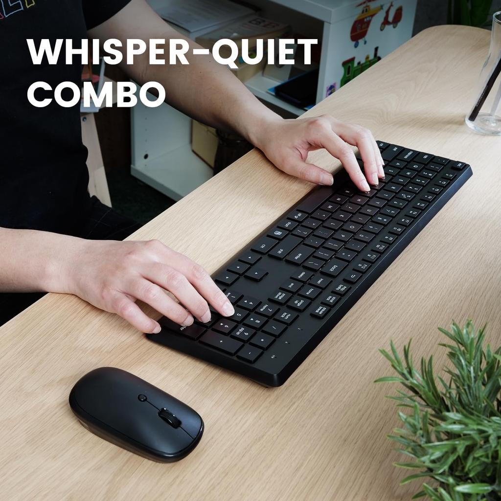 Perixx Wireless Keyboard and Mouse Full Size PERIDUO-716 Set, Black,